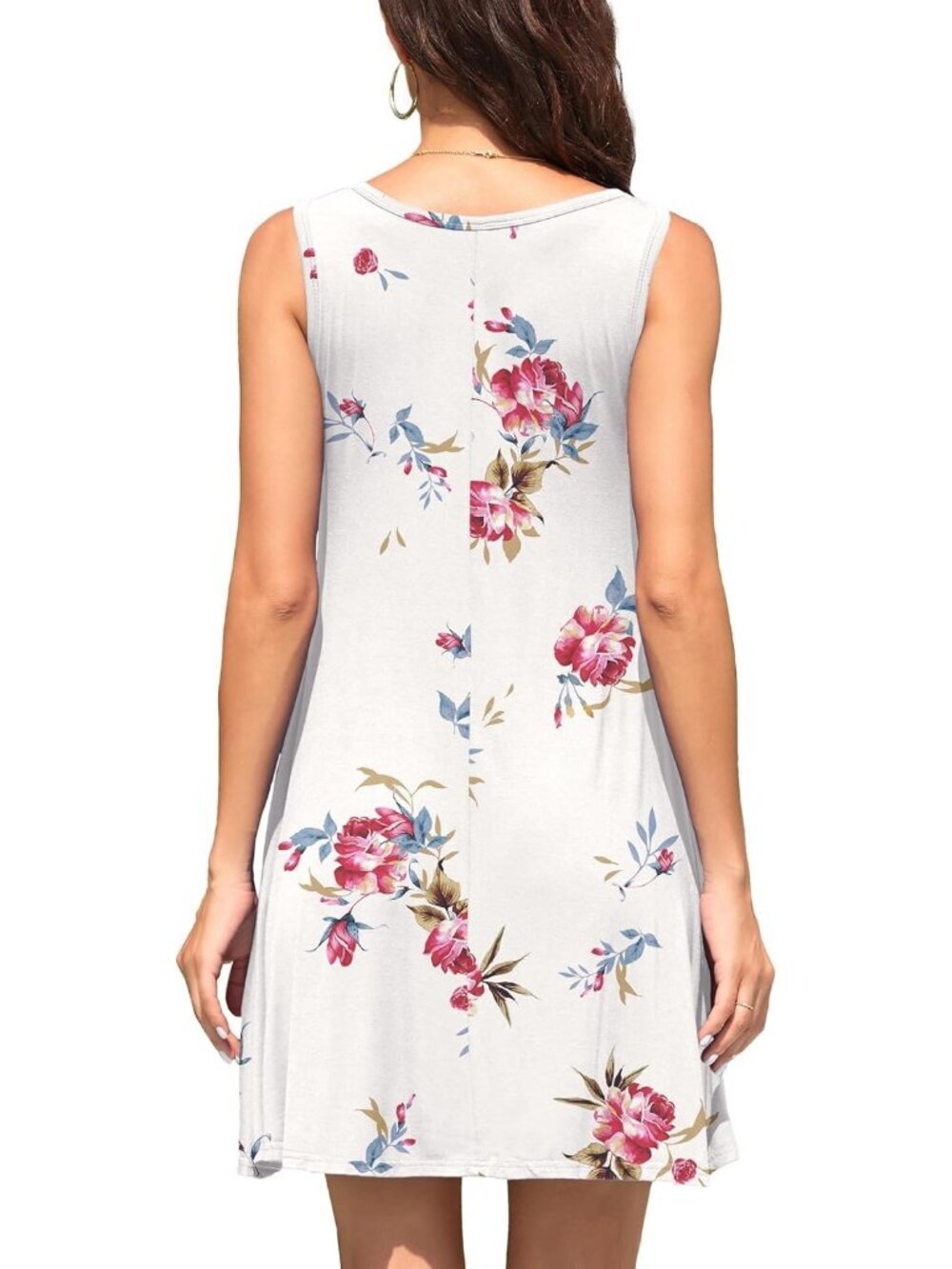 Women's Floral Purple Casual Swing Shirt Dress Beach Cover Loose Mini Dress - Picture 6 of 6